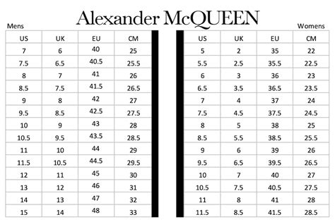 alexander mcqueen sneakers size chart.